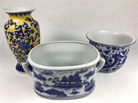 3 Contemporary Chinese Glazed Ceramic Pots