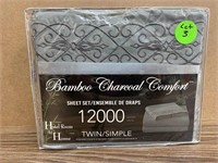 Bamboo Charcoal Comfort Twin Sheet Set Grey