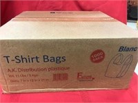 T-Shirt Plastic Bags, 7"x12"x21", Box/1000