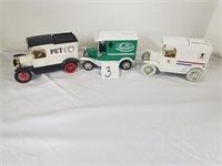 set of 3 Old truck replica banks