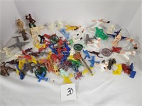 lot of old toy soliders, cowboys, & indians