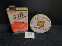 Pair of tin advertising cans