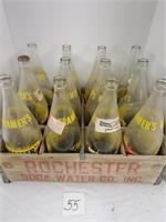 Wood Rochester Soda Crate w/ Bottles