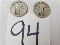 pair of silver quarters dates are worn off