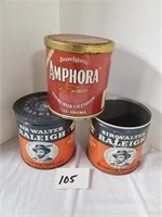 lot of 3 advertising cans