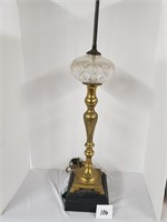 Vintage brass lamp base with glass ball