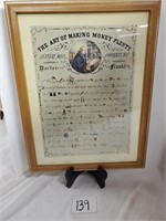 Framed the art of money making print by Franklin