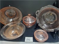 lot of pink depression glass