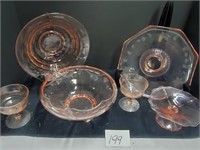 lot of pink depression glass