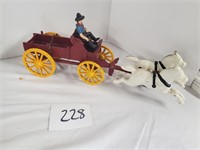 Metal horse and buckboard wagon
