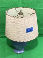 Blue Pottery Lamp With Shade