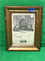 Framed Baptism Certificate 1887