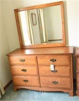 Lot #4174 - Solid Maple six drawer bureau with