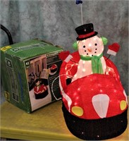 41" ANIMATED  LIGHT UP SNOWMAN IN BUMPER CAR