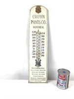 Thermomètre publicitaire Crown Pants Co. vintage