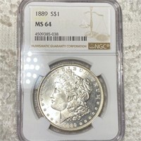 1889 Morgan Silver Dollar NGC - MS64