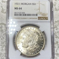 1921 Morgan Silver Dollar NGC - MS64