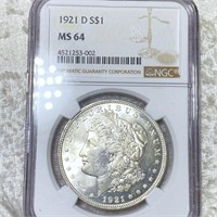 1921-D Morgan Silver Dollar NGC - MS64