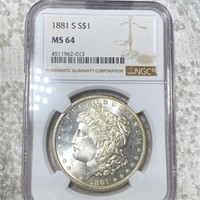 1881-S Morgan Silver Dollar NGC - MS64