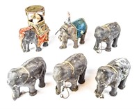 6 Papier Mache Circus Elephants