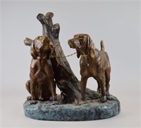 After Grace Mott Johnson Cold Painted Bronze Dogs