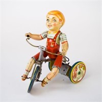 Unique Art Mfg. Co Kiddy Tin Litho Wind-Up Cyclist
