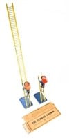 2 Marx Tin Litho Wind-Up Climbing Fireman Toys