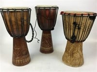 3 Djembe West African Drums