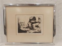 A Framed Etching - Philosopher's Suicide