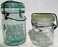 Lot of 2 Atlas and Ball Mason Jars