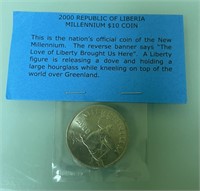 2000 REPUBLIC OF LIBERIA 10 DOLLAR COIN