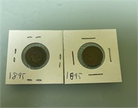 2 1895 Indian head pennies