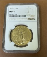 1924 20.00  GOLD Piece MS 64