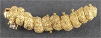 18K Yellow Gold Diamond Caterpillar Brooch / Pin