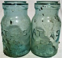 Lot of 2 Atlas EZ Seal Quart Mason Jars