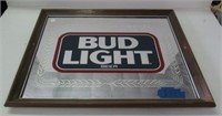 Bud Light framed beer mirror measures: 18"x22"