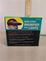 Lighted magnifier magnification head strap