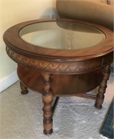 Wooden Framed Side Table w/ Glass Top W12B