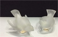 Pair of Lalique Vintage Frosted Swallows KJC