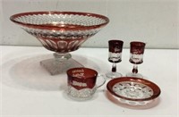 Antique Cut to Clear Ruby Glass K14C