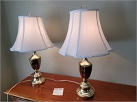 Sold Brass Trilight lamps with white shades