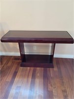 Solid Wood TV Stand with tinted glass shelf