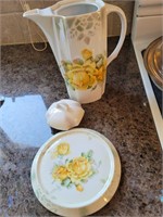 Yellow Rose Teapot with Stand