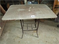 INDUSTRIAL TABLE METAL BASE W/ WOOD TOP