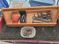 Wooden Tool Box with Allen Wrenches and more