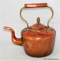 Antique Copper Kettle with Acorn Finial