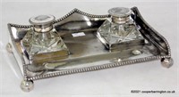 Antique James Deakin Silver Plated Ink Stand