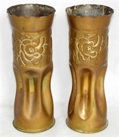 A Pair of Trench Art WWll Brass Shell Cases