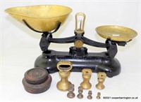 Vintage Libra Kitchen Scales & Brass Bell Weights