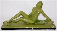 Art Deco Painted Plaster Semi Recumbant Nude